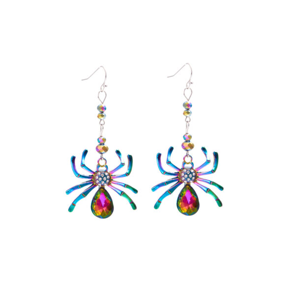 Wholesale Halloween Colorful Spider Earrings
