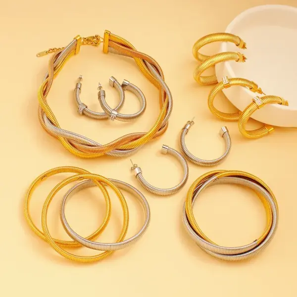 Wholesale PVD Coated 18K Gold Real Gold Plated Geometric 304 Stainless Steel 316 Stainless Steel Hip-Hop Simple Style Commute Waterproof Non Tarnish Bracelets Earrings Necklace