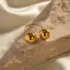 Wholesale Jewelry INS Style Simple Style Ball 304 Stainless Steel PVD Coated Plating Open Ring