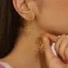304 Stainless Steel Flower PVD Coated Stone-Free Real Gold Plated Handmade Romantic Shiny Waterproof Non Tarnish Surgical Steel Frill Drop Earrings Earrings