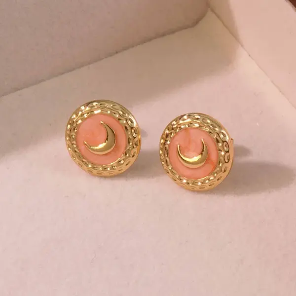 Wholesale 304 Stainless Steel Plastic Moon Electroplating Imitation Gold Romantic Simple Style Classic Style Plating Ear Studs