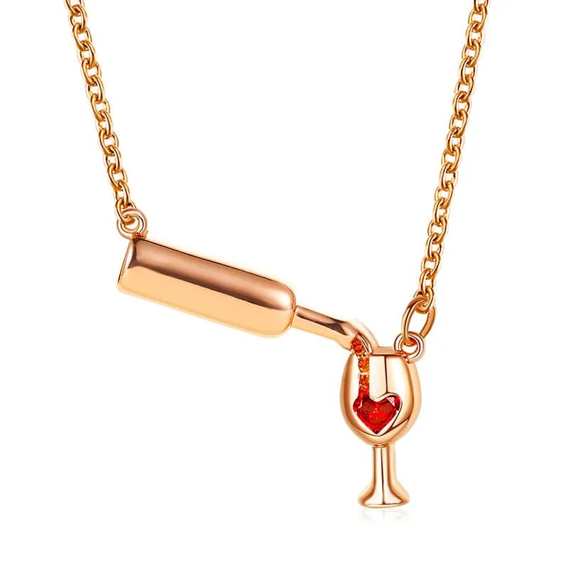 Wholesale Bottle Foot Wine Bottle Copper Simple Style Alloy Necklace