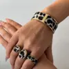 Wholesale PVD Coated Real Gold Plated 14K Gold Geometric Heart Shape Leopard 304 Stainless Steel Elegant Classical Cute Waterproof Non Tarnish Charms Rings Bangle