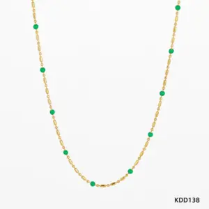 Kdd138 Necklace Gold + Emerald Green / 14K