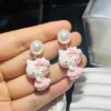Wholesale cartoon cat pearl 925 silver pin earrings sweet cute earrings