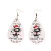 Wholesale creative Christmas funny cat Christmas hat water drops leather earrings