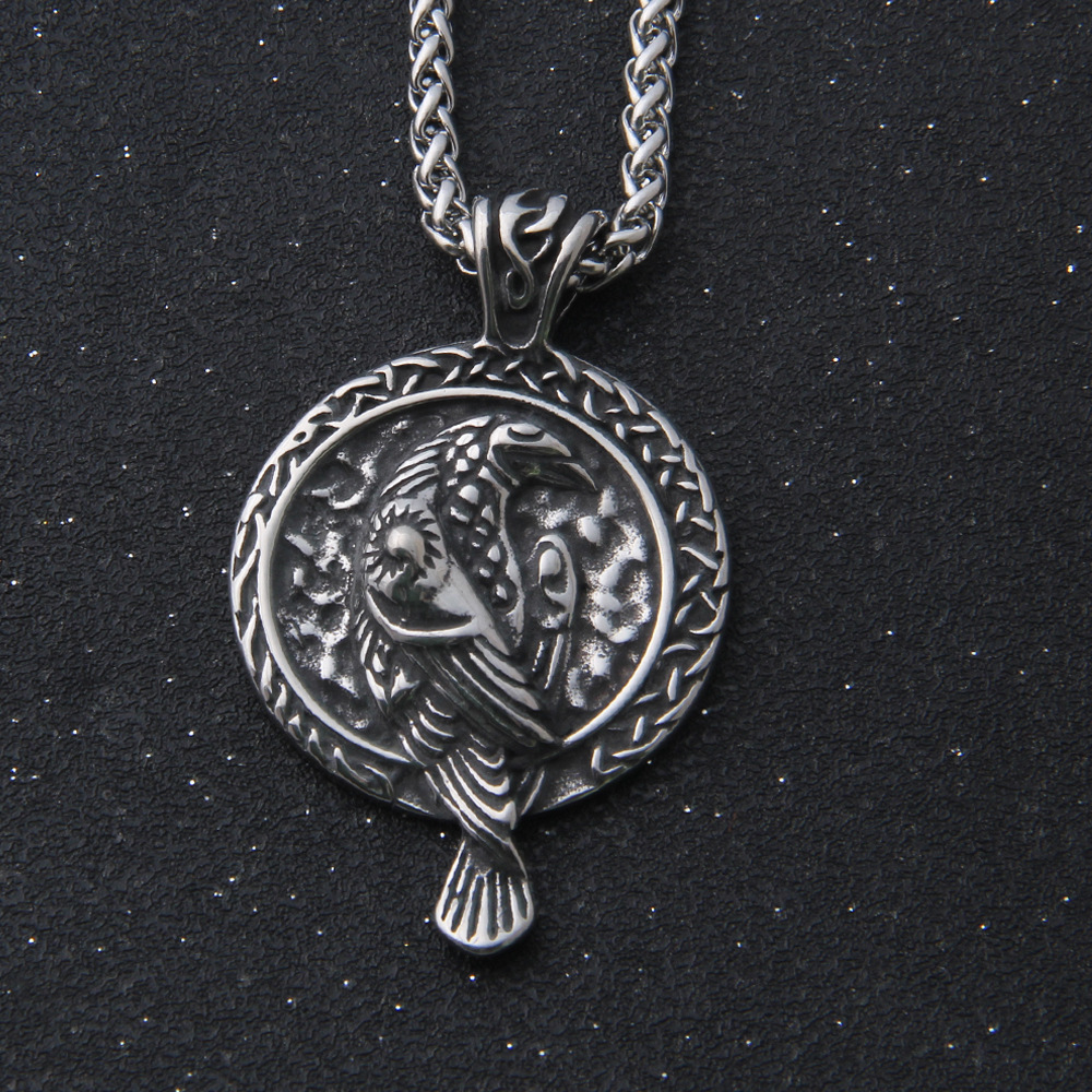 Wholesale Nordic Viking Crow Amulet pendant necklace black bird Celtic Eagle men vintage jewelry