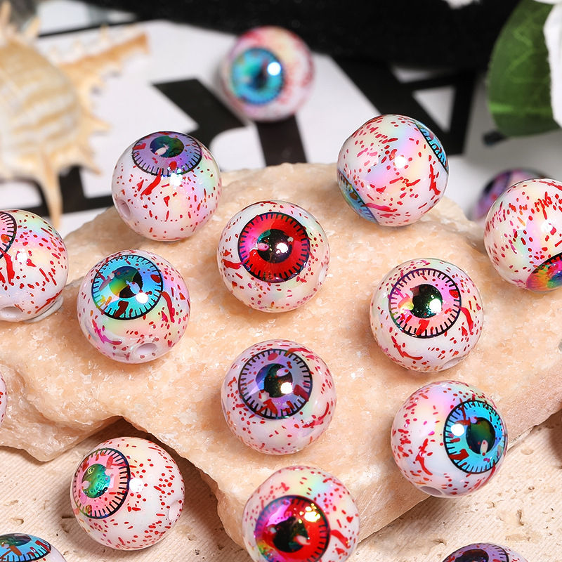 Wholesale Acrylic Bloody Devil Eye Print DIY Beads