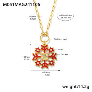 M051 - Gold and Red Droplet Sweater Necklace