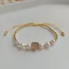 Wholesale Fashion Moon Heart Shape Pearl Copper Knitting Bracelets 1 Piece