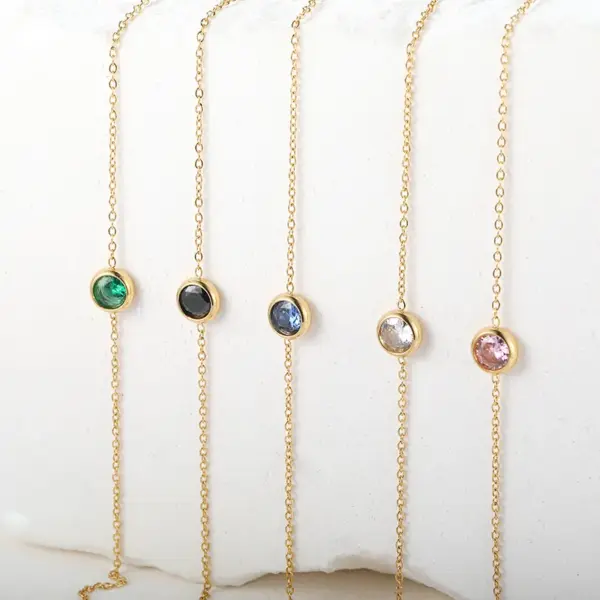 Vacuum Plating Real Gold Plated Round 304 Stainless Steel Elegant Simple Style Waterproof Non Tarnish 304 Stainless Steel Bracelets