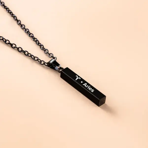 Wholesale 12 Constellation Stainless Steel Ing Pillar Necklace