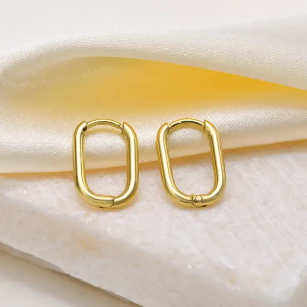 Wholesale PVD Coated Real Gold Plated Geometric 201 Stainless Steel Casual Basic Modern Style Waterproof Non Tarnish Earrings