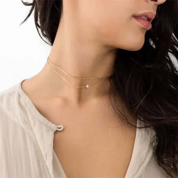 oly-e5d121230a94d6604d3b214a52f490bb Wholesale PVD Coated 14K Gold Real Gold Plated U Shape Stainless Steel Fashion Waterproof Non Tarnish 304 Stainless Steel Necklace