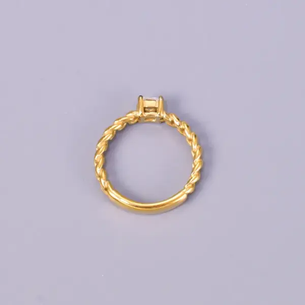 Wholesale 304 Stainless Steel Solid Color PVD Coated Zircon 18K Real Gold Plated Simple Style Classic Style Waterproof Non Tarnish Gold Rings