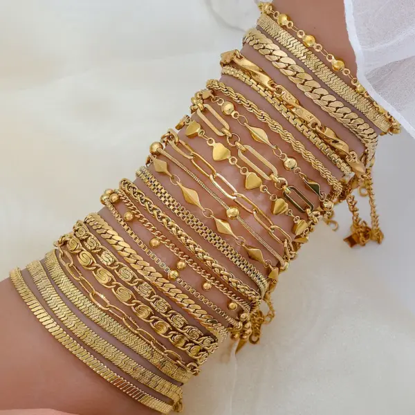 Vacuum Plating 18K Gold Plated Chains Print 304 Stainless Steel Elegant Basic 304 Stainless Steel Lobster Trier Clasp Closure Bracelets