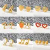Wholesale 1 Pair Elegant U Shape Four Leaf Clover Heart Shape Titanium Steel 18K Gold Plated Ear Studs
