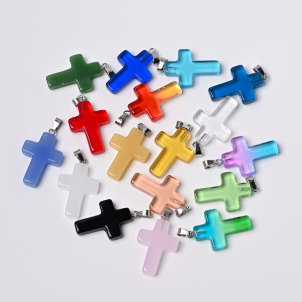 Wholesale Multicolor Glass Water op Cross Pendant Ins Niche Necklace Crescent Shape Pendant DIY Jewelry Aessories