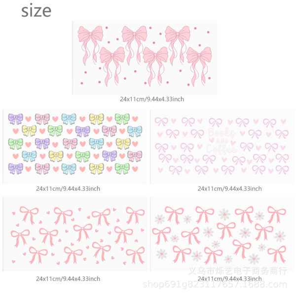 Wholesale Bow Text Love 16oz Cup UV DTF Wraps