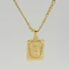 Wholesale PVD Coated 18K Gold Plated Letter Rectangle 304 Stainless Steel Titanium Steel Fashion Waterproof Non Tarnish 304 Stainless Steel Pendant Necklace