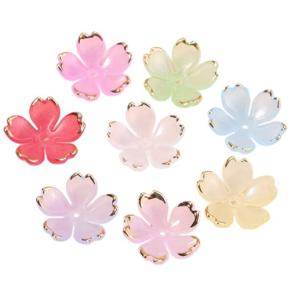 Wholesale Five-petal flower base with gold foil trim, handmade beaded