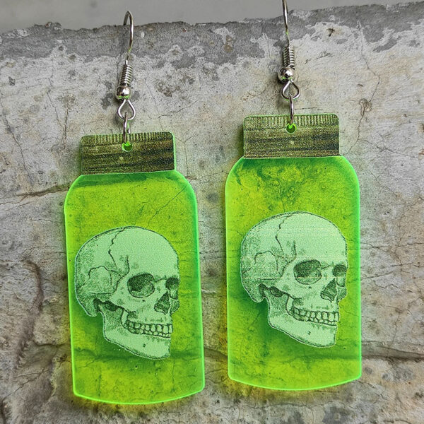 oly-e5e1d1d0a2f65905c5d06c4d1f7effcc Wholesale Ghost Earrings Fluorescent Acrylic Horror Bottle Skull Earrings