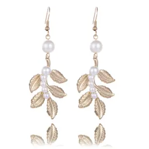 Pearl Gold Leaf Earrings
