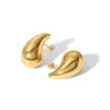 PVD Coated Real Gold Plated 18K Gold Water oplets 304 Stainless Steel Simple Style Waterproof Non Tarnish Ear Studs