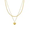 Wholesale Elegant Basic Streetwear Heart Shape Titanium Steel Plating Layered Necklaces