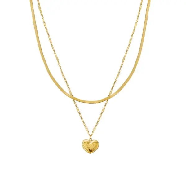 Wholesale Elegant Basic Streetwear Heart Shape Titanium Steel Plating Layered Necklaces