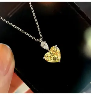 Wholesale Women'S Copper Diamond Heart Necklace Crystal Jewelry