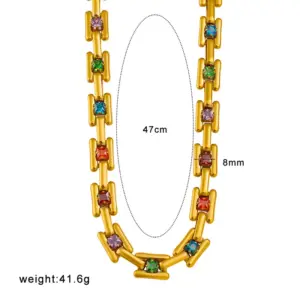 Ysj4 Colorful Crystals Gold Necklace