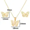 Wholesale PVD Coated 18K Gold Real Gold Plated Butterfly 201 Stainless Steel Fashion Waterproof Non Tarnish Earrings Necklace