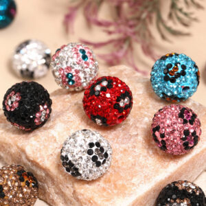 Wholesale large aperture color rhinestone leopard clay diamond ball Shambhala heavy diy beads mobile phone chain aessories