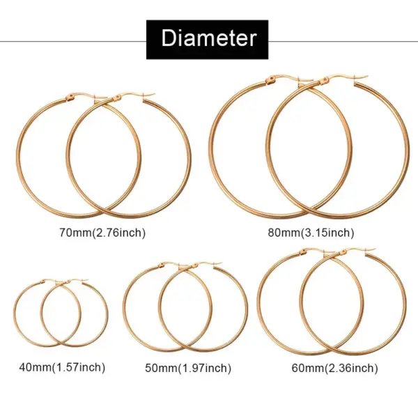 Wholesale 1 Pair Fashion Solid Color Stainless Steel Hoop Earrings