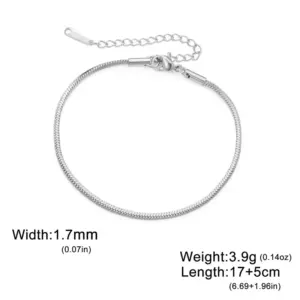 Steel Color 2MM Square Soft Snake Chain