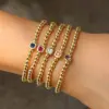 Wholesale Jewelry Elegant Lady Geometric Copper Birthstone Plating Beaded Chain Bracelets