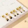 Wholesale 3 Pairs Simple Style Classic Style Geometric 304 Stainless Steel 18K Gold Plated Cartilage Earrings