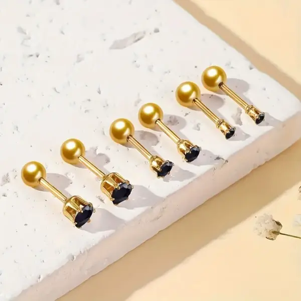 Wholesale 3 Pairs Simple Style Classic Style Geometric 304 Stainless Steel 18K Gold Plated Cartilage Earrings