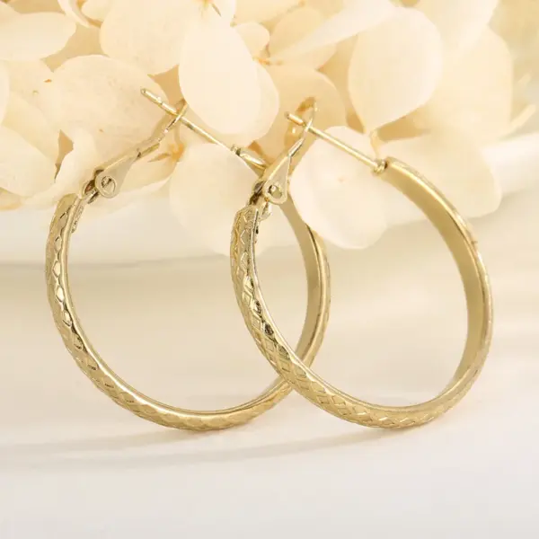 Wholesale 304 Stainless Steel Solid Color PVD Coated 18K Real Gold Plated Casual Simple Style Waterproof Non Tarnish Plating Hoop Earrings
