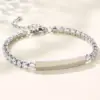 Wholesale 304 Stainless Steel Stainless Steel Solid Color Rectangle PVD Coated Zircon 18K Real Gold Plated Simple Style Shiny Plating Inlay Gold Silver Bracelets
