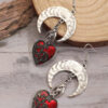 Wholesale silver Moon Accessories Bat Hearts Design Pendant Earrings Vintage Gothic Zinc Alloy Jewelry Creative Men and Women