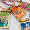 Wholesale Artistic Retro Tarot Love Eyes Flame Pendant Necklace Women's Fashion Gold Plated Color Preservation