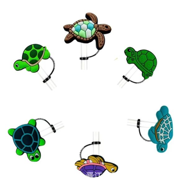 Wholesale Cross-Border Cartoon Turtle Dust-Proof Straw Cap DIY Creative Food-Grade Silicone Straw Decorative Cover Straw Plug Dust-Proof