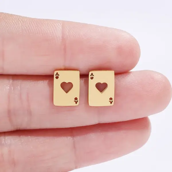 Wholesale 1 Pair Cute Streetwear Poker Plating 304 Stainless Steel Ear Studs