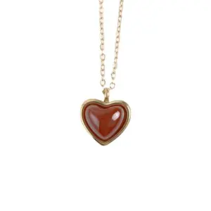 Qyh6065 Red Agate Necklace / Gold