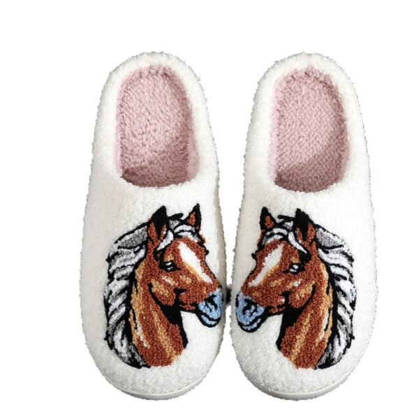 Wholesale Ins pular Amazon Cotton Slippers for Men and Women, Comfortable Plush with Horse Head Embroidery, Aliexpress Independent Site