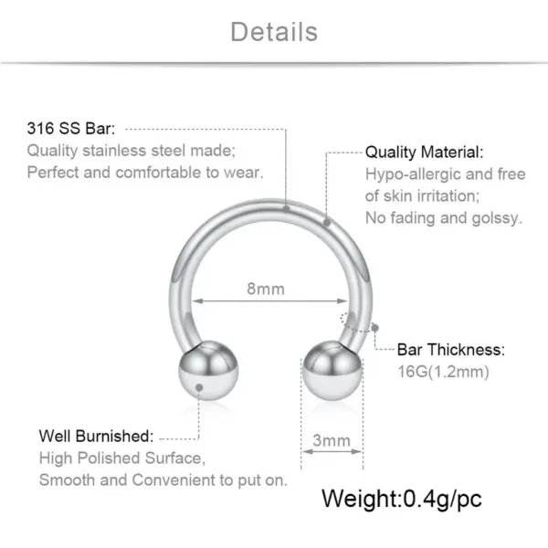 Wholesale 1 Piece Nose Rings & Studs Fashion Solid Color Titanium Steel Vacuum Plating