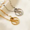 Wholesale 304 Stainless Steel Copper K Gold Plated Rhodium Plated Plating Inlay Circle Infinity Zircon Pendant Necklace