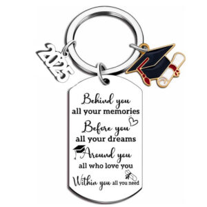 Wholesale Light Luxury Stainless Steel Keychain University Middle School Bag Pendant Inspirational DIY Keychain Student Gift Graduation Season